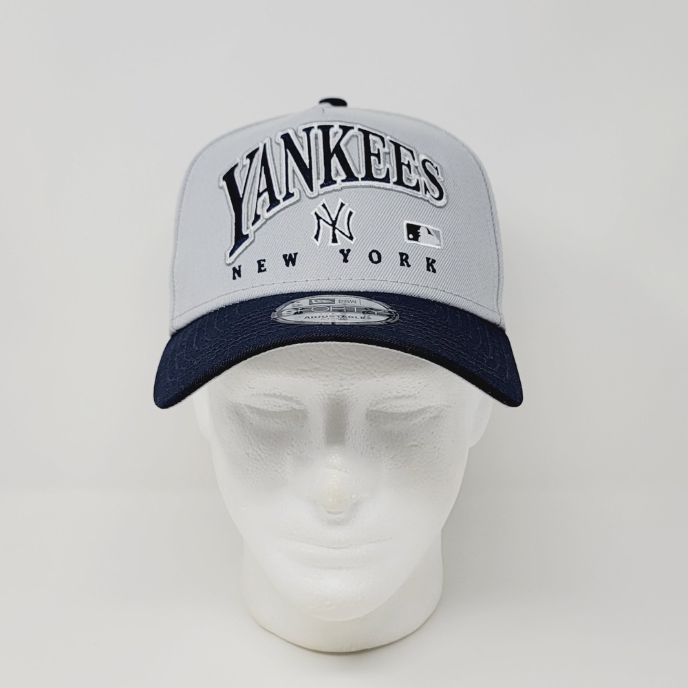 New Era 9FORTY A-Frame New York Yankees Hat Mens OSFM Grey Navy Snapback Cap